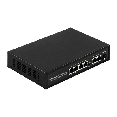 6 포트 플러그 앤 플레이 POE 스위치 48V 1000Mbps 포트 IEEE 802.3 af/at 이더넷 스위치 POE IP 카메라에 적합