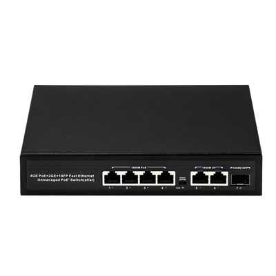 6 포트 플러그 앤 플레이 POE 스위치 48V 1000Mbps 포트 IEEE 802.3 af/at 이더넷 스위치 POE IP 카메라에 적합