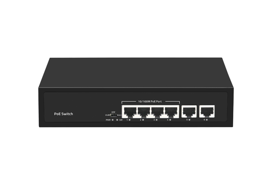 6포트 POE 네트워크 스위치 48V 100Mbps 포트 IEEE 802.3 af/at 네트워크 스위치