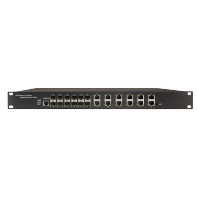 1U 랙 기가비트 24 포트 관리 이더넷 포 스위치와 12 RJ45+12 SFP AC100-240V 입력 산업 스위치