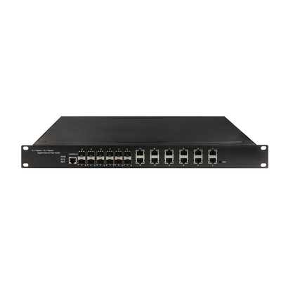 1U 랙 기가비트 24 포트 관리 이더넷 포 스위치와 12 RJ45+12 SFP AC100-240V 입력 산업 스위치