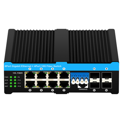 4*10G Sfp 포트+8*10/100/1000mbps 12 포트 관리 10G 광학 우회 포 스위치