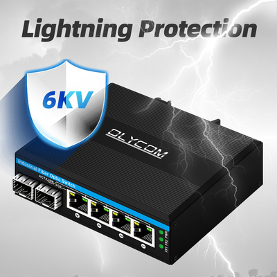미니 6포트 기가비트 이더넷 스위치 포 스위치 딘 레일 2 sfp+ 4 RJ45 DC48-52V 듀얼 전원 입력