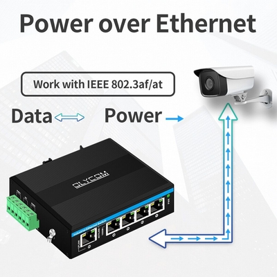 5포트 기가비트 POE+ 스위치 E-Mark 이더넷 스위치 DC48V 듀얼 전력 입력 din-rail POE 스위치