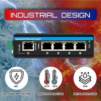 5포트 기가비트 POE+ 스위치 E-Mark 이더넷 스위치 DC48V 듀얼 전력 입력 din-rail POE 스위치