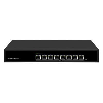 8 포트 10G 이더넷 스위치 관리되지 않은 자동 감지 속도 단일 AC 입력 팬 없는