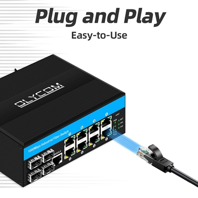 기가비트 관리 스위치 12 포트 이더넷 스위치 4SFP+8RJ45 DIN-Rail 듀얼 전원 입력