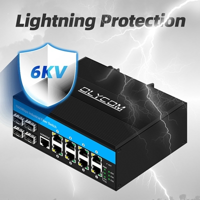 기가비트 관리 스위치 12 포트 이더넷 스위치 4SFP+8RJ45 DIN-Rail 듀얼 전원 입력