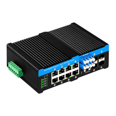 12 포트 10G L2/L3 관리된 POE+ 스위치 광학 우회 스위치 4*10G sfp +8 RJ45 din-rail 이더넷 스위치