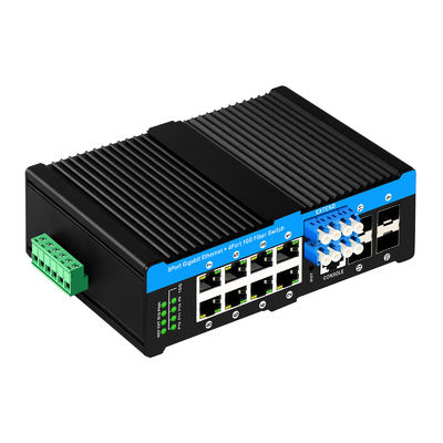 12 포트 10G L2/L3 관리된 POE+ 스위치 광학 우회 스위치 4*10G sfp +8 RJ45 din-rail 이더넷 스위치