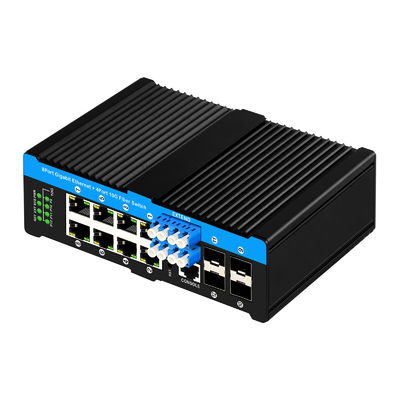 12 포트 10G L2/L3 관리된 POE+ 스위치 광학 우회 스위치 4*10G sfp +8 RJ45 din-rail 이더넷 스위치