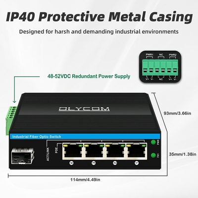 5 포트 10/100/1000mbps 이더넷 스위치 4RJ45+1SFP 아웃도어 포 스위치 제조업체
