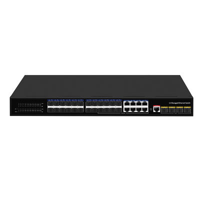 24 포트 10G L3 8 기가 비트 컴보 SFP/RJ45 1U 랙 220V AC 입력과 함께 관리 된 섬유 스위치