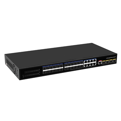 24 포트 10G 섬유 스위치와 8 기가 비트 컴보 SFP/RJ45 L3 관리 1U 랙