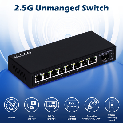 10G 이더넷 스위치 관리되지 않은 네트워크 스위치 8*2.5G RJ45+1*10G SFP 포트