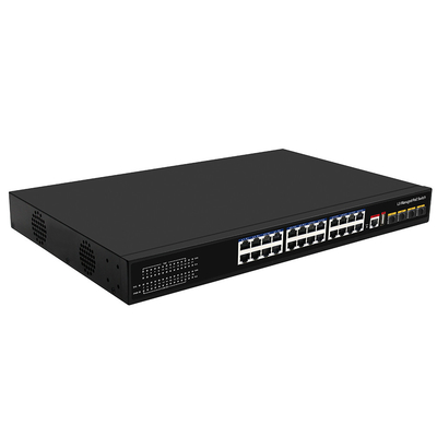 24 포트 PoE 스위치 10G Fiber300W 예산 USB 콘솔 L3 관리 AC 입력