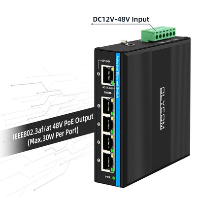 태양광 또는 배터리 전원 PoE 스위치 4 포트 기가비트 네트워크 듀얼 12V/24V/48VDC 입력 CE