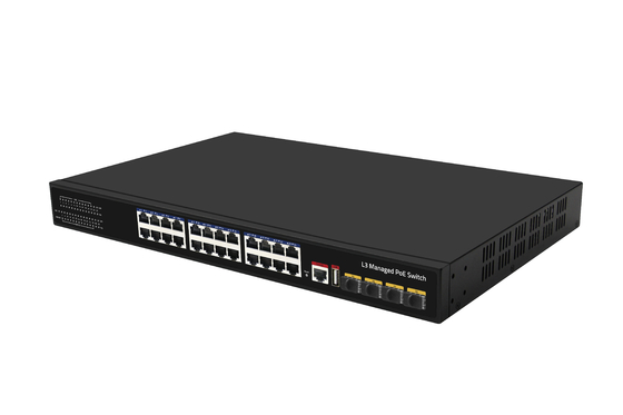 10G 24 포트 포 스위치 L3 관리 이더넷 섬유 스위치 400W 4*10G 섬유 포트+24*RJ45 POE 포트