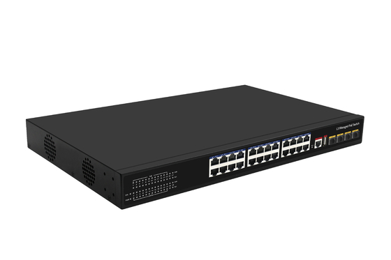 10G 24 포트 포 스위치 L3 관리 이더넷 섬유 스위치 400W 4*10G 섬유 포트+24*RJ45 POE 포트