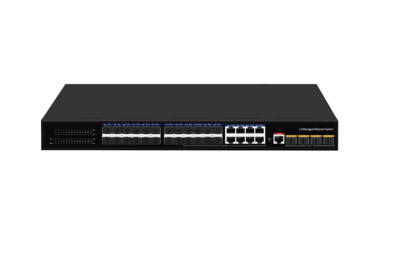 데스크탑 10G 이더넷 스위치 L3 관리형 광섬유 스위치 24*1.25G RJ45 포트 + 4*10G SFP+ 광섬유 포트