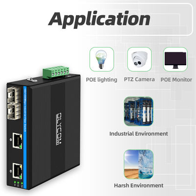 산업용 POE 스위치 2 SFP + 2 RJ45 포트 6KV 급상폭 보호 및 DC48V 전원 입력