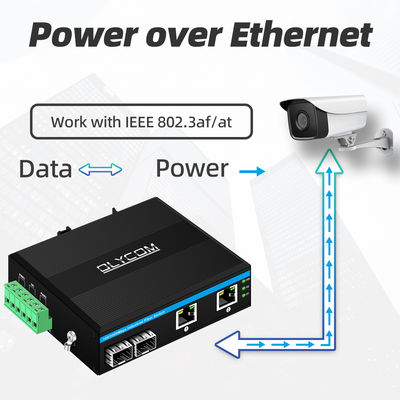 산업용 POE 스위치 2 SFP + 2 RJ45 포트 6KV 급상폭 보호 및 DC48V 전원 입력