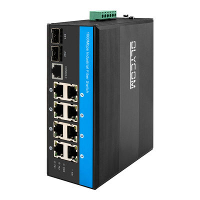 견고한 관리형 이더넷 스위치 Vitesse 칩셋 2 SFP 8 RJ45 SNMP 관리 산업용 이더넷 스위치
