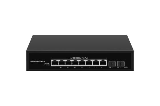 8 포트 기가비트 PoE 스위치 SFP Uplink AC 전원 관리되지 않은 120W 예산 팬 없는