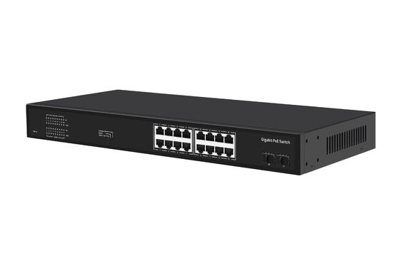16 포트 기가비트 PoE 스위치 1G 광 업링크 단일 AC 입력 300W 예산 CE 팬리스