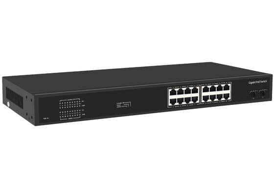 16 포트 기가비트 PoE 스위치 1G 광 업링크 단일 AC 입력 300W 예산 CE 팬리스