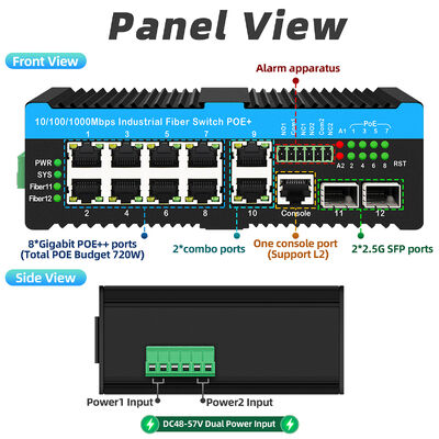 관리 산업 네트워크 스위치 2*2.5G SFP+8*RJ45 포트 10/100/1000M POE 90W 외부 스위치