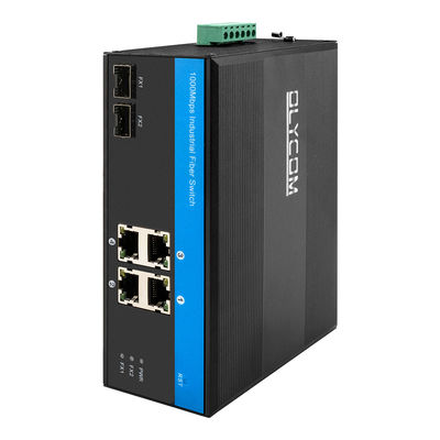 OEM Din Mount 이더넷 산업 네트워크 스위치 두 개의 1000M 섬유 포트 산업 섬유 스위치