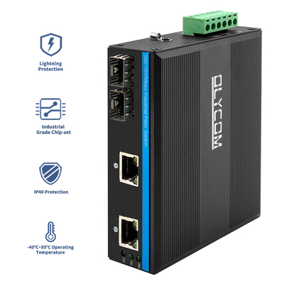 관리되지 않은 4 포트 기가비트 이더넷 스위치 경화 케이스 SFP 슬롯 IP40 DC24V
