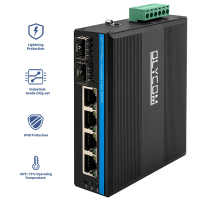 산업 네트워크 스위치 6 포트 100M/1000M 섬유 무선 Din Rail 12V 24V 입력